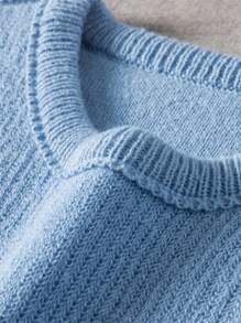 Manfinity Hypemode Men's Casual Letter Print Sweater, Autumn/Winter Back To School - Blue - View 3