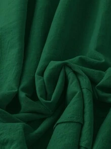 Rusticease 大码女式纯色圆领褶皱休闲无袖连衣裙，夏季 - 綠色 - 查看 6