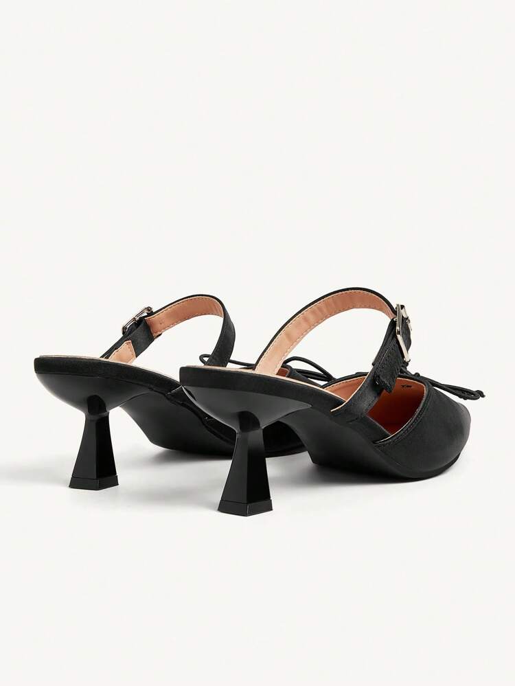 CUCCOO CHICEST Eleganckie, szpiczaste szpilki damskie z kokardką, uniwersalne, klasyczne czółenka dojazdowe na randkę, popołudniową herbatę, imprezę, czarne