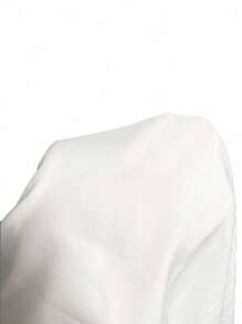 Franclia 女士纯色褶皱 Polo 领短袖收腰雪纺百搭白色衬衫，适合夏季 - 白色 - 查看 3