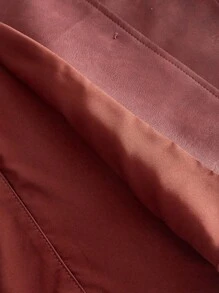 SHEIN MOD Women's Burgundy PU Leather Jacket,Autumn Casual Street Fashion Raglan Sleeve Patchwork Pocket Long Sleeve Coat For Occasion Halloween Christmas Rave - Pink - View 5