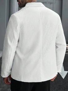 Calvornis Plus Size Men's Solid Color Jacquard Lapel Collar Business Suit Jacket - White - View 3