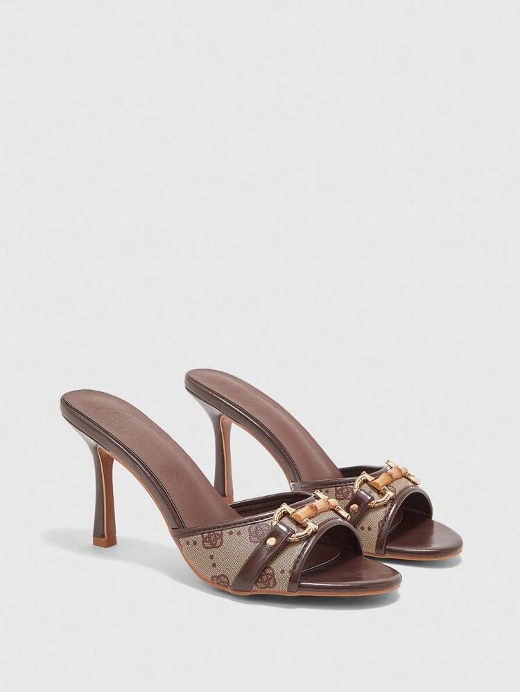 CUCCOO BIZCHIC Women's Floral Pattern Metal Decor Fashion High Heel Sandals For Christmas Spring Shoes Summer Shoes