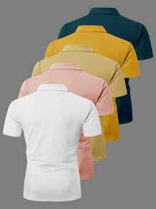 Manfinity Mode 男士休闲纯色短袖 Polo 衫 - 彩色 - 查看 2