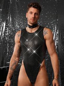 FeverCity 男士针织时尚休闲紧身连体裤 - 黑色 - 查看 4