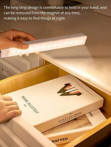 1 件 LED 运动传感器夜灯，白色/暖白色 USB 可充电 LED 橱柜灯，磁性橱柜下无线照明，适用于衣柜、橱柜、楼梯、储藏室 - 白色 - 查看 3