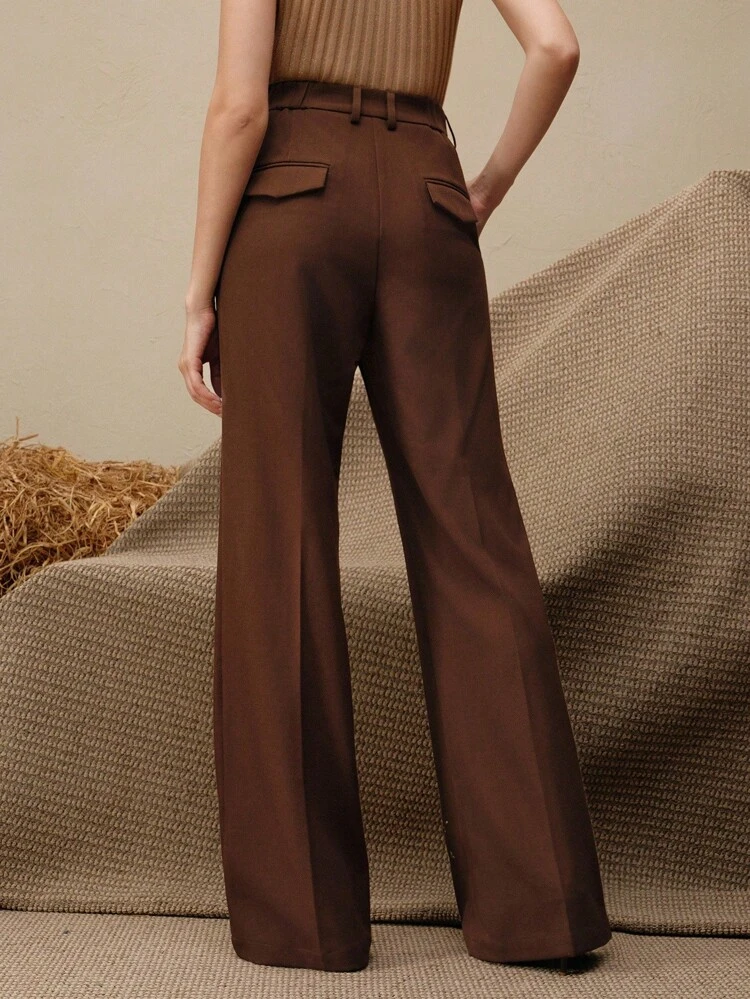 High Waist Flare Leg Pants With Star Rhinestone Decor, Fashionable Urban Style