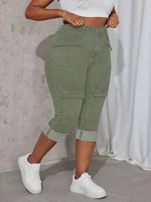 SHEIN SXY Plus Size Women Elastic Personalized Pocket Skinny Jeans