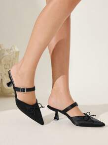 CUCCOO CHICEST Damen elegante spitze High Heels mit Schleifenakzent, vielseitige klassische Büropumps für Date, Nachmittagstee, Party, Schwarz - Schwarz - Übersicht 7