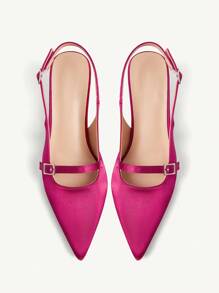 CUCCOO CHICEST Women's Pointed Toe Cutout Buckle Strap Mid Heel Pumps, Elegant Commuter Minimalist Purple-Red Slip-On High Heels, Suitable For Work, Date, Afternoon Tea, Christmas, Thanksgiving - Burgundy - View 10