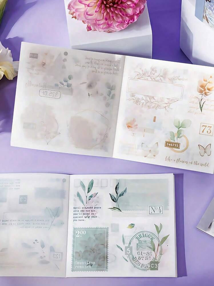 SHEIN 贴纸书：蕾丝、手工日记、DIY卡片、装饰贴纸 - 柔和浪漫风格，返校季 - 均碼 - 查看 6