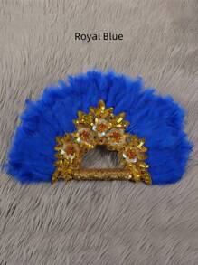 SHEIN 1 Afro-Style Feather Fan, An Elegant Bridal Look For Costumes, Dance Performances, Tea Parties And Wedding Decorations