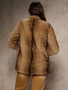 Aloruh 女式仿毛领口袋仿毛夹克，秋冬新品 - 彩色 - 查看 3