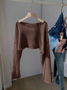 Comfortcana 大码女式透明落肩长袖宽松休闲上衣