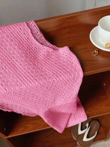 Comfortcana Áo dài tay rộng vai trễ vai mỏng cỡ lớn cho nữ - Màu Hồng Tươi - Xem 5