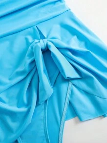 Swim Lushoire Plus Size Women V-Neck Bowknot One-Piece Jumpsuit, Sexy For Beach, Spa, Resort For Summer Beach Vacation