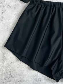 SHEIN 3pcs/Set Solid Color Side Knot High Cut Thong Bikini Swimsuit Set For Women, Beach & Resort For Summer Beach Vacation