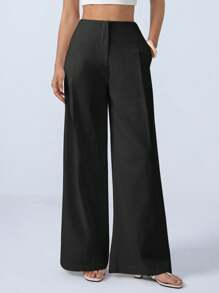 Aveloria Modichic Women's Commuter Exaggerated Loose Wide Leg Pants, Waistless, Textured Fabric, Extra Long Trousers Fall Cloth For Women - Black - View 3