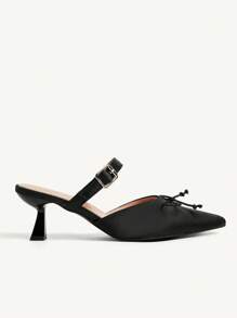 CUCCOO CHICEST Damen elegante spitze High Heels mit Schleifenakzent, vielseitige klassische Büropumps für Date, Nachmittagstee, Party, Schwarz - Schwarz - Übersicht 9