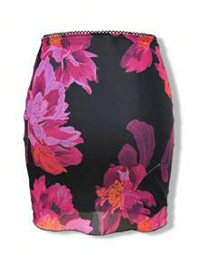 INAWLY 女士花卉印花 A 字裙，休闲度假