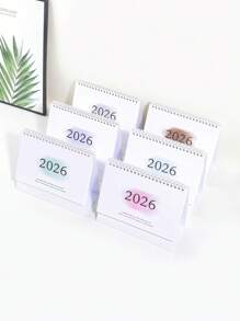 SHEIN Retro English Calendar – 1Pc Vertical Flip Design With Metal Ring Binding, Minimalist Monthly Planner For Home, Office - Multicolor - View 4