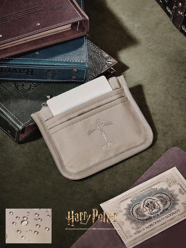 GLOWMODE X Harry Potter Water-Repellent 3 Card Slots Zipper Pocket Pouch Cardholder Wallet Logo Gym Travel Daily Casual