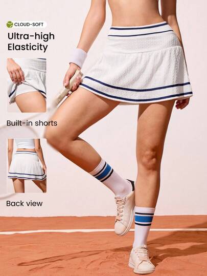 CourtClass Pantalón corto deportivo de mujer con textura y rayas de contraste