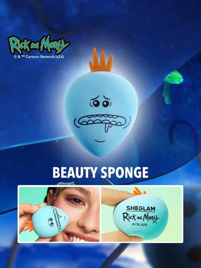 Rick and Morty X SHEGLAM إسفنجة التجميل من Mr. Meeseeks لمزج المكياج السائل والبودرة وكريم الأساس وخافي العيوب وأحمر الخدود ومزج المكياج الناعم وأداة مكياج التجميل علامة تجارية جمال مكياج مستحضرات تجميل للنساء الفتيات مثالي لفصل الخريف الشتاء مثالي ل- Y2K أزياء أنيقة هدية حفلة جاهز أفضل لون