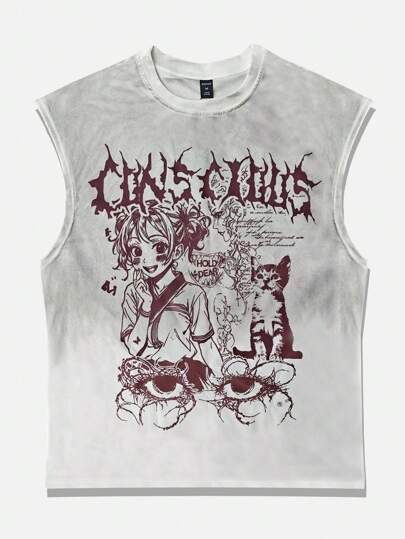 Anime ملابس علوية كاجوال فضفاض بطبعة ربطة صبغ الربط للرجال