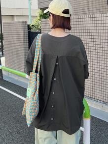 FRIFUL 女式夏季纯色蝙蝠袖休闲长款T恤，秋季服装