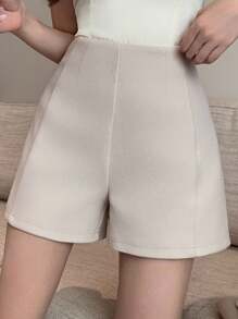 DAZY Women's Solid Color Straight Leg Shorts, Autumn - Apricot - View 5