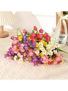 1/5 件混色黄花-白色、橙色、莲花、紫色人造花叶仿真植物，适用于婚礼装饰、订婚装饰、塑料花和绿植，适用于室内外墙壁拱门装饰、春夏装饰、情人节人造植物、塑料花、餐桌摆件 - 彩色 - 查看 6