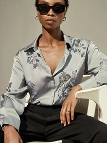 Aveloria Modichic Áo kiểu dáng cơ bản tay dài dành cho nữ, thêu họa tiết hạt cườm, chất lượng tinh tế - Xám - Xem 2