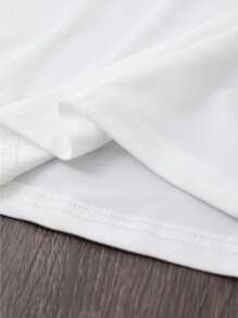 女士红色碎花短袖圆领休闲上衣 - 白色 - 查看 5