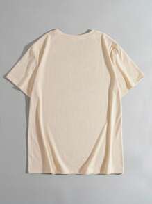 Manfinity Dauomo Men Simple Printed Round Neck Short Sleeve T-Shirt For Summer - Apricot - View 2