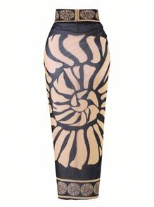 Swim Oasis Traje de baño de una pieza minimalista de verano tipo tubo para mujer talla grande con cubierta de tul - Multicolor - Ver 6