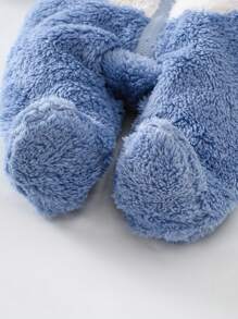 2件套新生儿可爱考拉印花刺绣毛绒加厚长袖连体睡衣，秋冬 - 藍色 - 查看 6