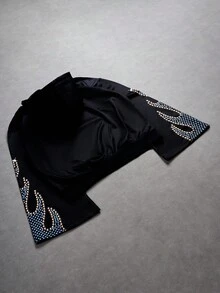 Manfinity EMRG Áo hoodie tay loe cỡ lớn họa tiết mắt cổ điển, áo hoodie chui đầu màu đen - màu đen - Xem 8