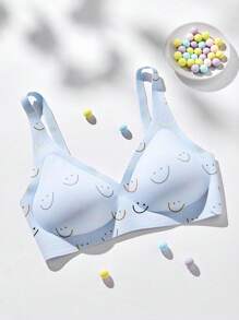 LUVLETTE Áo ngực không dây liền mạch Dream Curve 2ndSkin in họa tiết không dây, bám dính cơ bản, size Freedom, đồ lót không lộ, thoải mái, phù hợp cho cả bé gái tuổi teen và trẻ em - Màu xanh nhạt - Xem 10