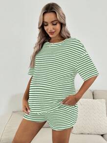 SHEIN 孕妇装两件套女士夏季套装女士套装夏季女式两件套服装 - 綠色 - 查看 4