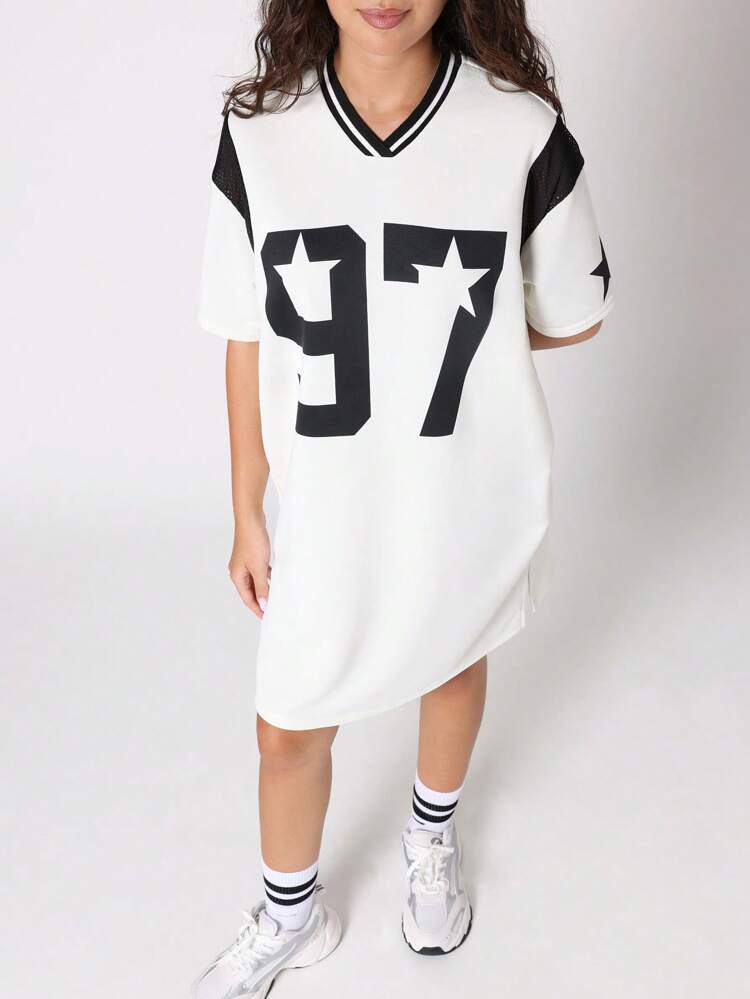 Varsity Number T Shirt Dress With Star Detail