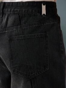 Quần jean ống rộng SUMWON kiểu skater, dáng rộng, phong cách đường phố, thiết kế lượn sóng, thoải mái, dễ chịu khi mặc cả ngày, thời trang hiện đại, phong cách thành thị, đơn giản. - màu đen - Xem 7