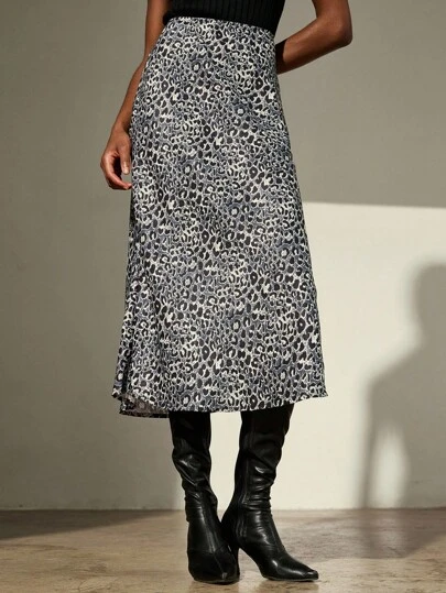 Aveloria Modichic Women's High Waist Leopard Print A-Line Skirt