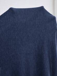 SHEIN CURVE+ 大码音乐节T恤，休闲简约大码莲花净色圆领宽松短袖连衣裙，适合夏天穿 - 藏蓝色 - 查看 10