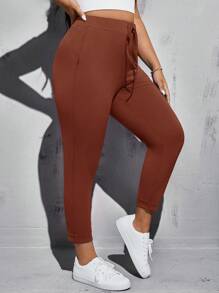 SHEIN Essnce 大码纯色口袋扭纹弹力紧身裤