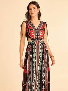 CAJUNI Women's Casual Vacation Coconut Tree Print Dress - Multicolor - View 4