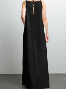 INAWLY Váy túi dây mảnh màu trơn đơn giản, phong cách tối giản, lãng mạn, dành cho nữ, cỡ lớn - màu đen - Xem 4