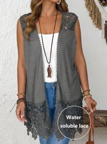 Rusticease Áo vest thời trang màu trơn không tay cỡ lớn, phù hợp cho mùa hè - Xám - Xem 3