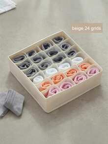 SHEIN 1 pezzo Scatola portaoggetti per biancheria intima lavabile, pieghevole, con 7/16/24 scomparti, organizer per reggiseni, calze, cassetti, organizzatore multifunzionale per la casa