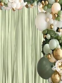 1PC Matte Sage Green Tassel Background Decoration For Wedding Parties. Sage Green Background Tassel Curtains. Sage Green Tassel Background Decoration For Party Decoration. Suitable For Green Theme Wedding Birthday Parties